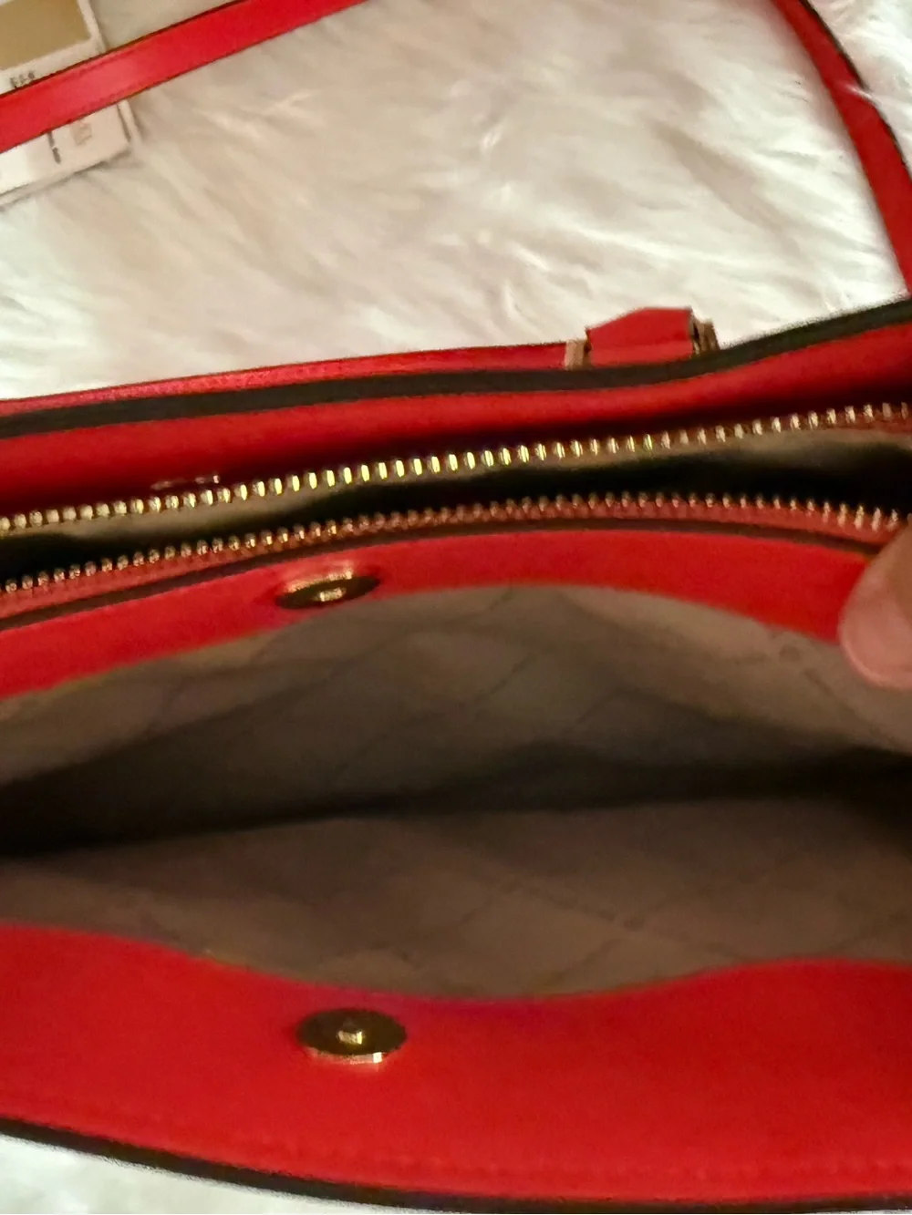 Michael Kors Red Saffiano Leather Satchel with Gold Hardware